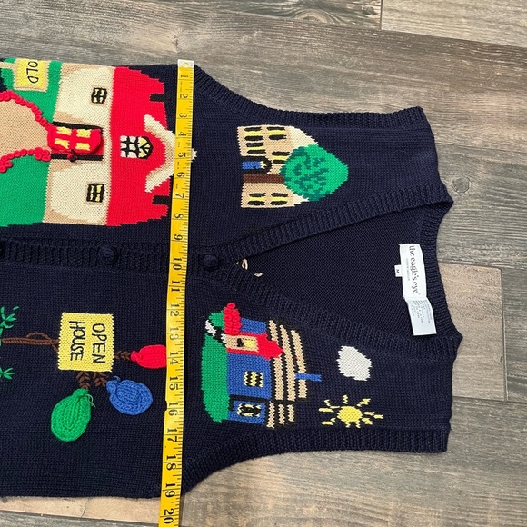 Vintage The Eagle's Eye Sweater Vest Medium Cardigan Realtor Real Estate Sold - Picture 11 of 11